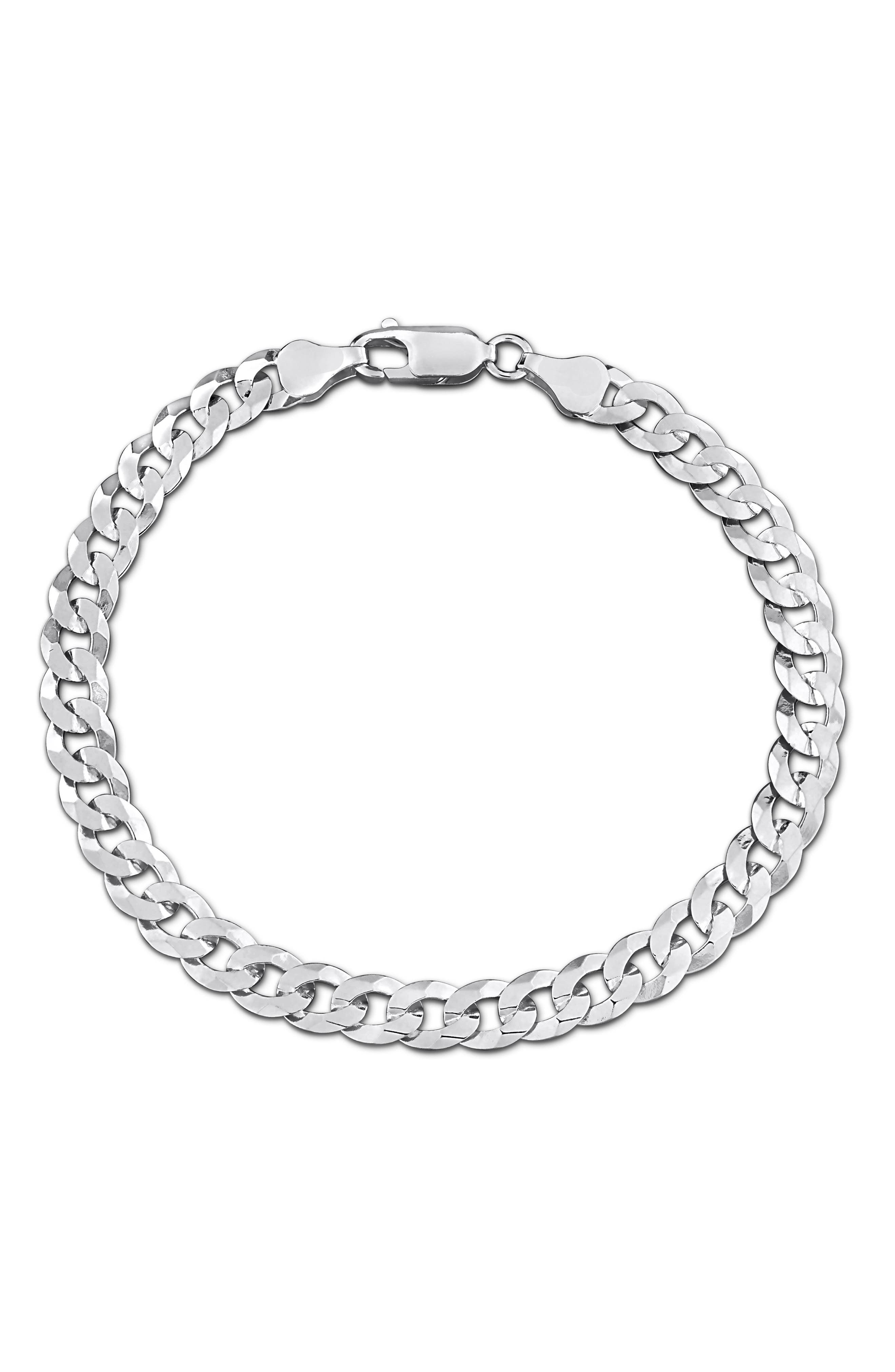 DELMAR Men's Sterling Silver Curb Chain Bracelet