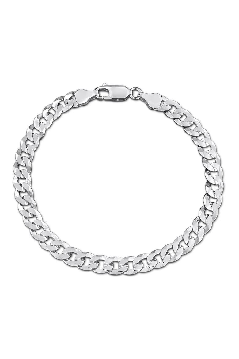 Men's Sterling Silver Curb Chain Bracelet, Main, color, WHITE GOLD