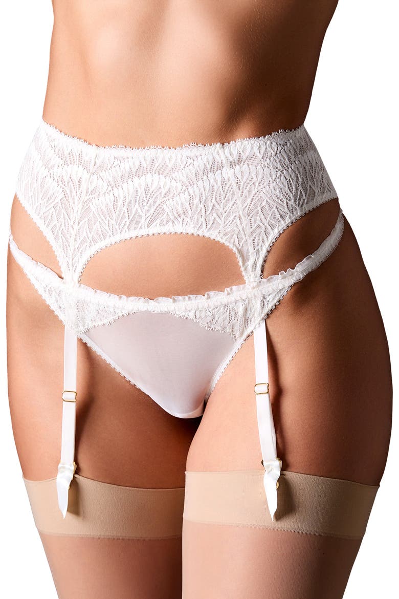 Loulou Lace Suspender Belt, Main, color, BLANC