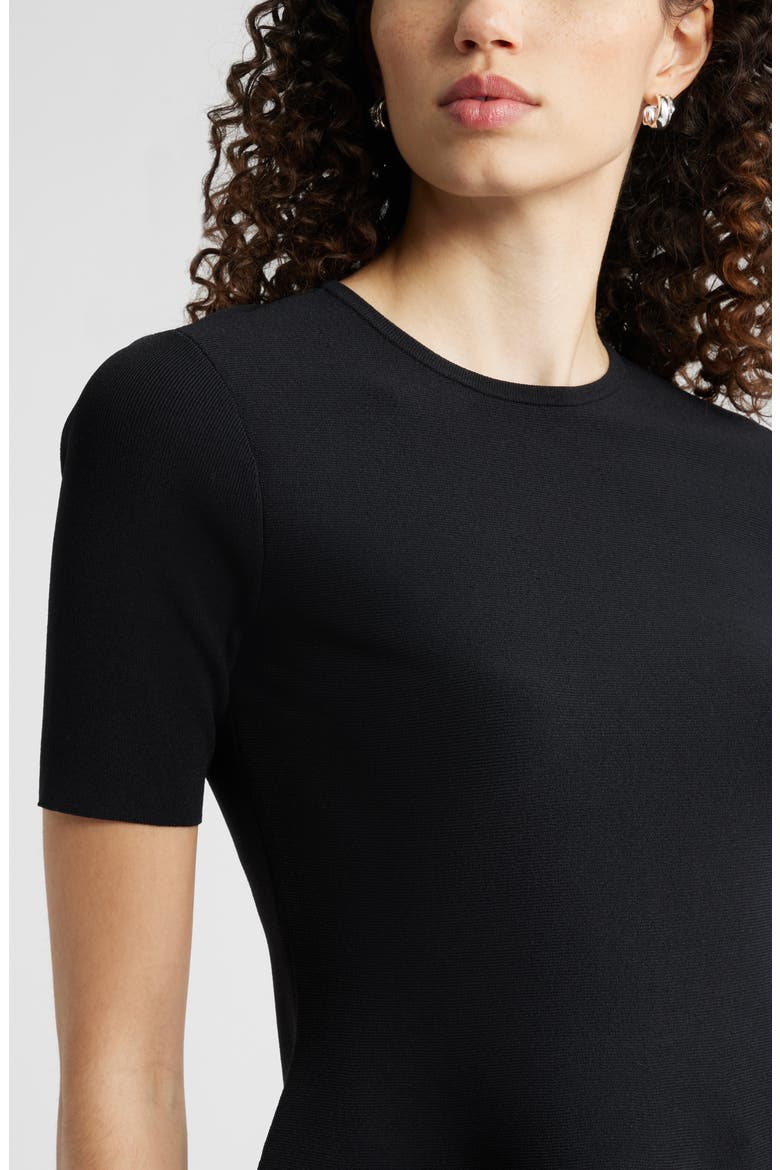 Short Sleeve Peplum Sweater, Alternate, color, BLACK