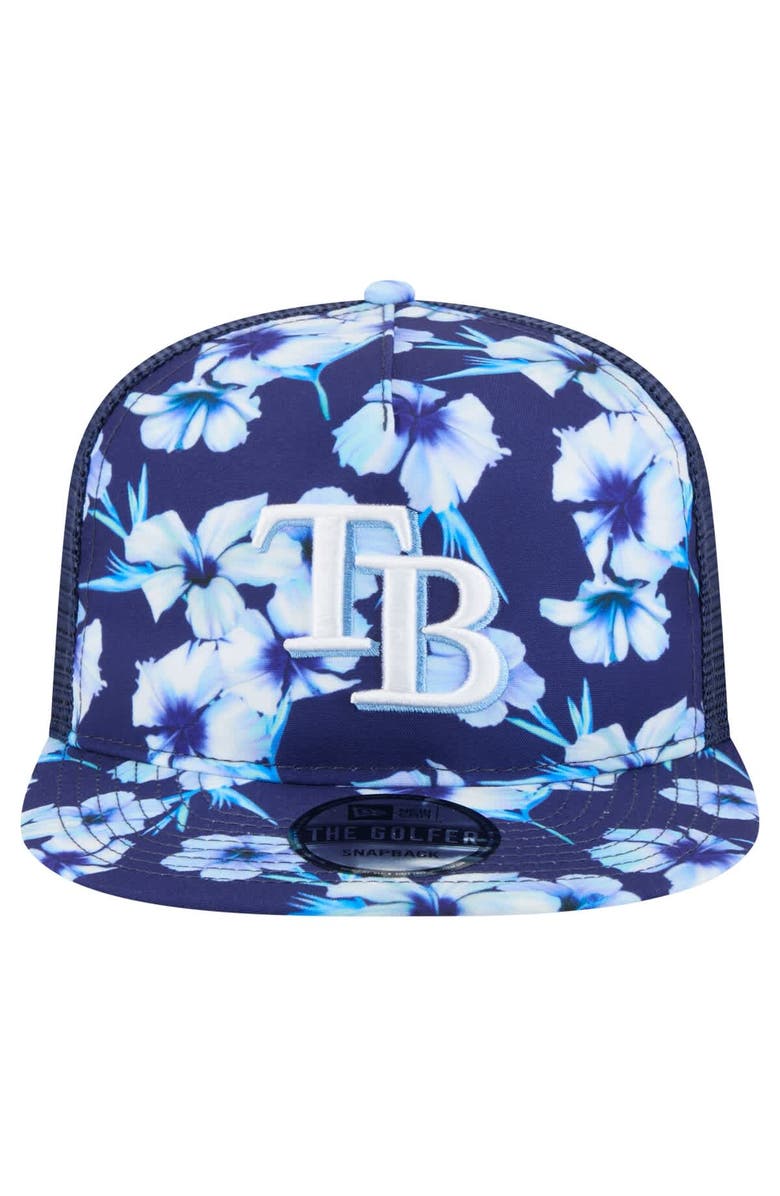 New Era Men's New Era Navy Tampa Bay Rays Adventure Pattern Golfer Trucker Snapback Hat, Alternate, color, 