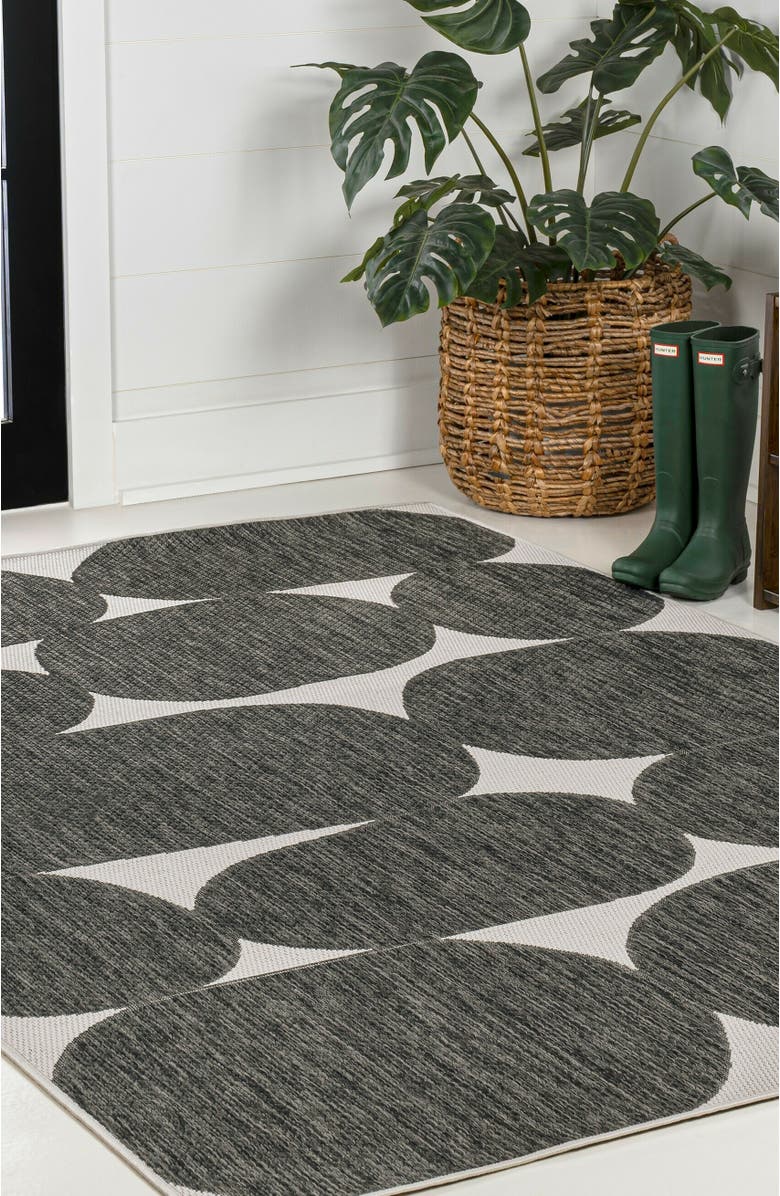 JONATHAN Y Rayna Modern Geometric Organic Shapes Indoor/Outdoor Area Rug, Alternate, color, Black/Cream