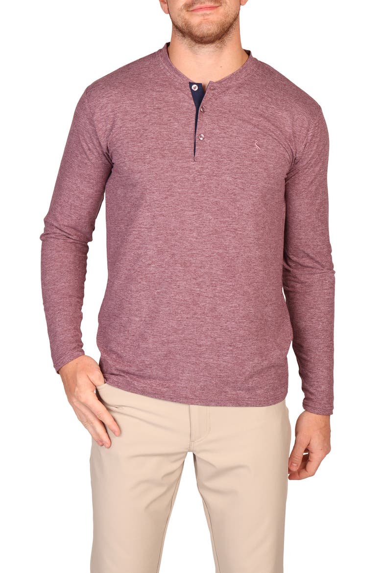 Brushed Mélange Long Sleeve Henley, Main, color, HEATHER PLUM