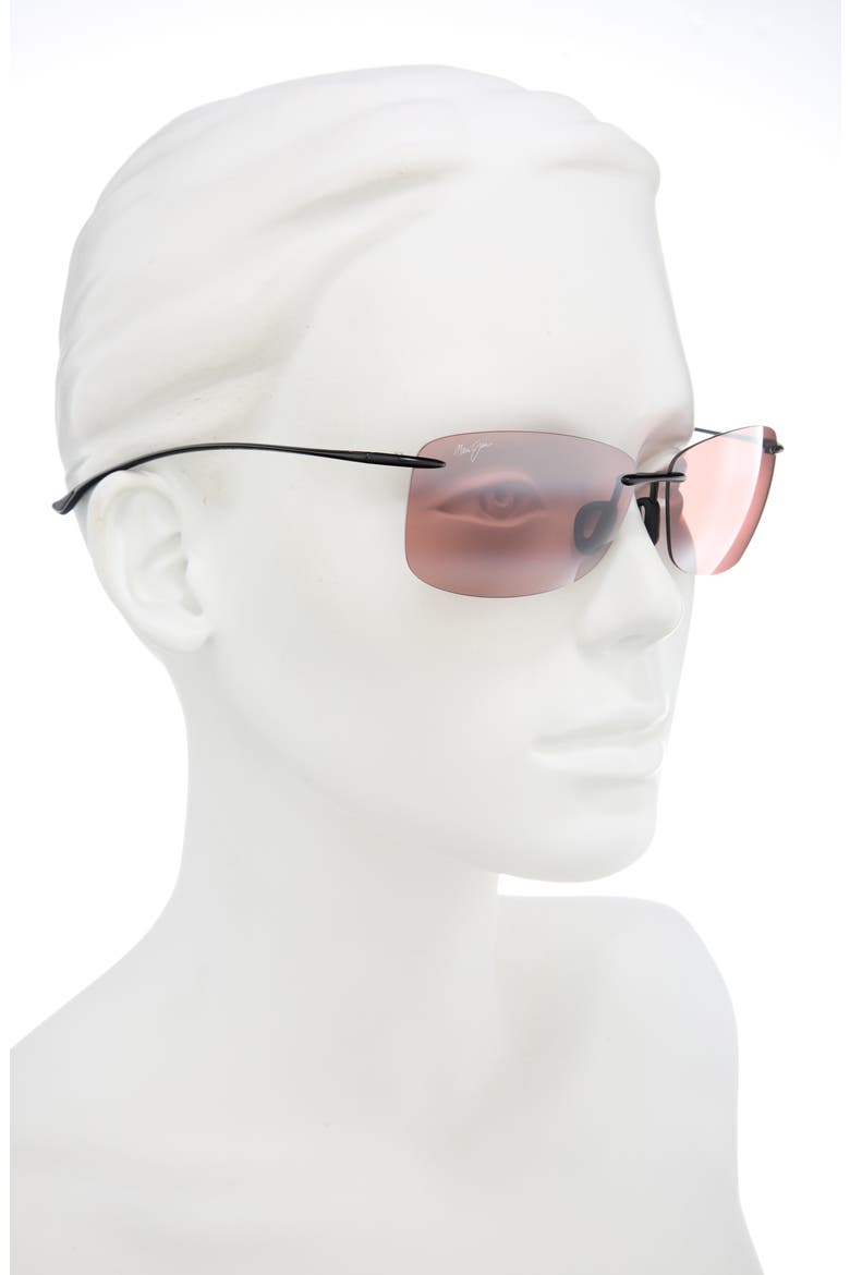Akau 62mm Polarized Rectangular Sunglasses, Alternate, color, BLACK BLACK ROSE