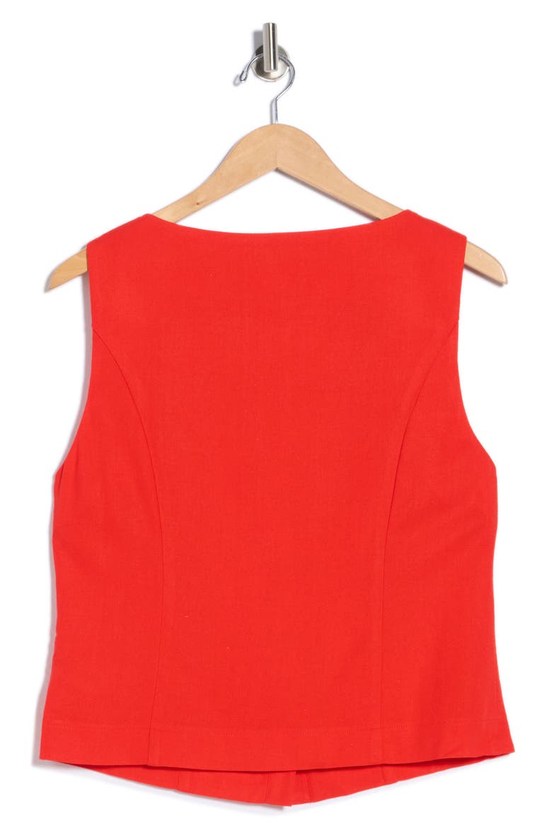 Linen Blend Vest Top, Alternate, color, RED