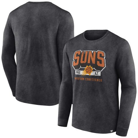 Men's Fanatics Branded Heather Charcoal Phoenix Suns Front Court Press Snow Wash Long Sleeve T-Shirt