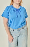 English Factory Beaded Bow Cotton T-Shirt