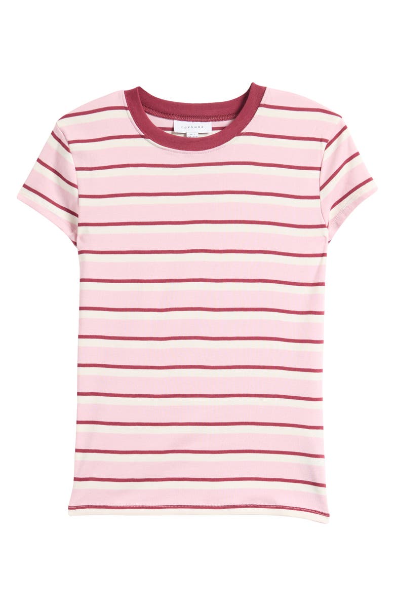 Topshop Stripe Cotton T-Shirt, Main, color, Pink