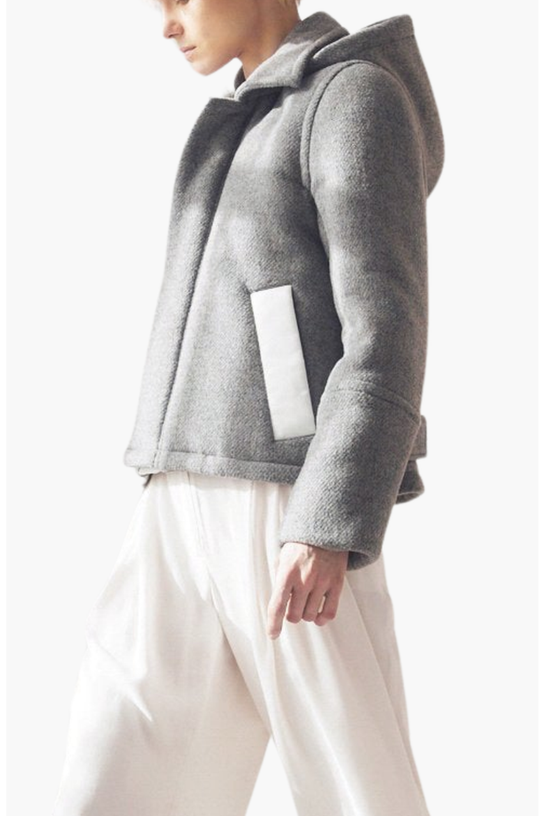 Down Wool Hooded Coat, Alternate, color, Grey