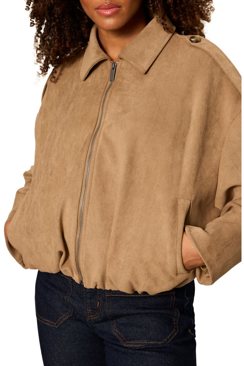 Takeoff Faux Suede Jacket, Alternate, color, ALMOND