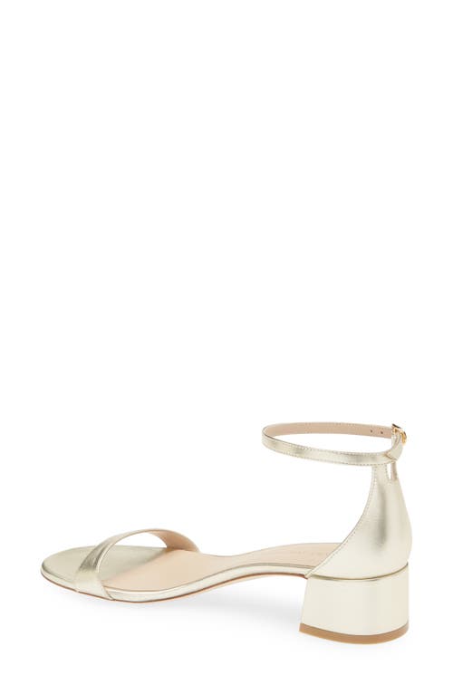 Stuart Weitzman Nudist Metallic Ankle-strap Sandals In Light Gold