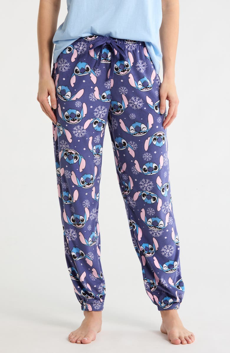 Lilo & Stitch Stitch Snowflake Microfleece Pajama Pants, Main, color, 