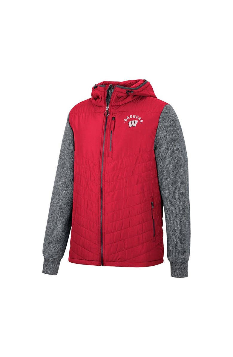 COLOSSEUM Men's Colosseum Red Wisconsin Badgers Course Herringbone Full-Zip Hoodie, Alternate, color,