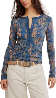 Free People Jamie Printed Henley Tee