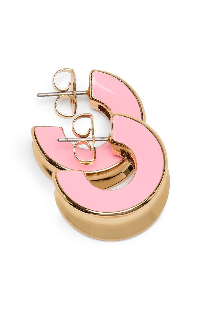 Kate Spade New York small enamel hoop earrings, Alternate, color, Coral.