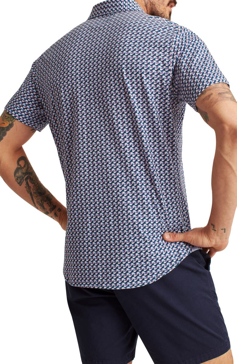 Bonobos Riviera Slim Fit Geo Print Jersey Short Sleeve Button-Down Shirt, Alternate, color, 
