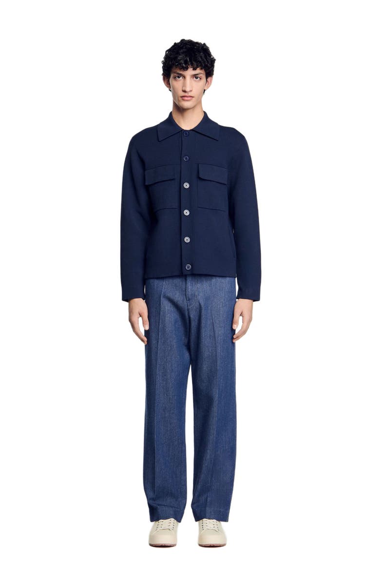 SANDRO Knit jacket, Alternate, color, Midnight Blue