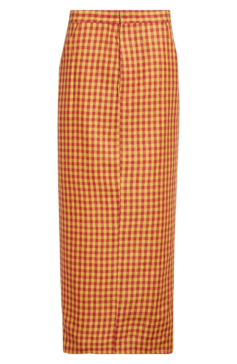 ZANKOV Luduvine Check Linen Maxi Skirt, Alternate, color, Cherry/ Yellow Multi