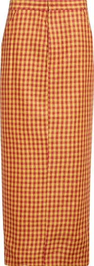 ZANKOV Luduvine Check Linen Maxi Skirt | Nordstrom