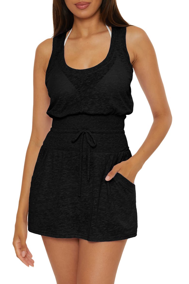 Beach Date Burnout Cover-Up Dress, Main, color, BLACK