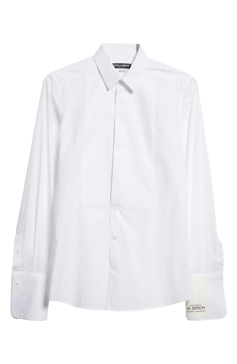 Dolce&Gabbana Cotton Poplin Tuxedo Shirt, Alternate, color, White