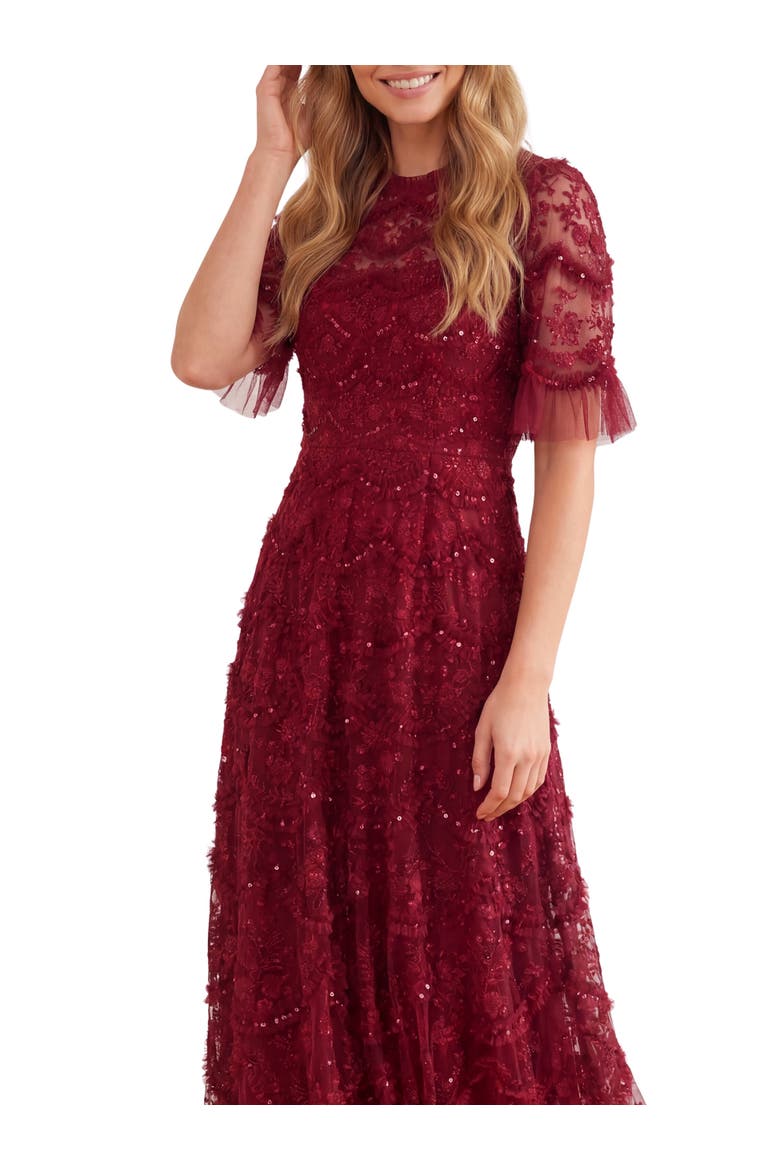 Lily Bloom Embroidered Dress, Alternate, color, Garnet