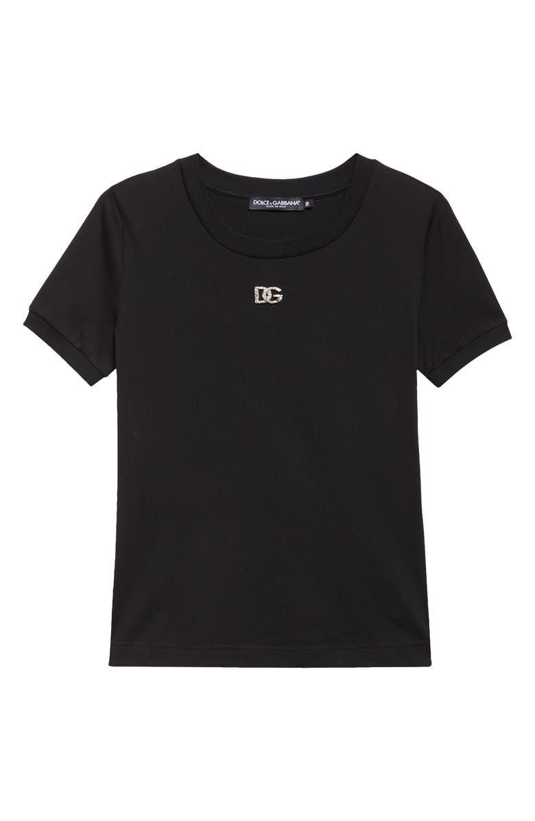 Dolce&Gabbana Crystal DG Logo Graphic Tee, Alternate, color, N0000 Black