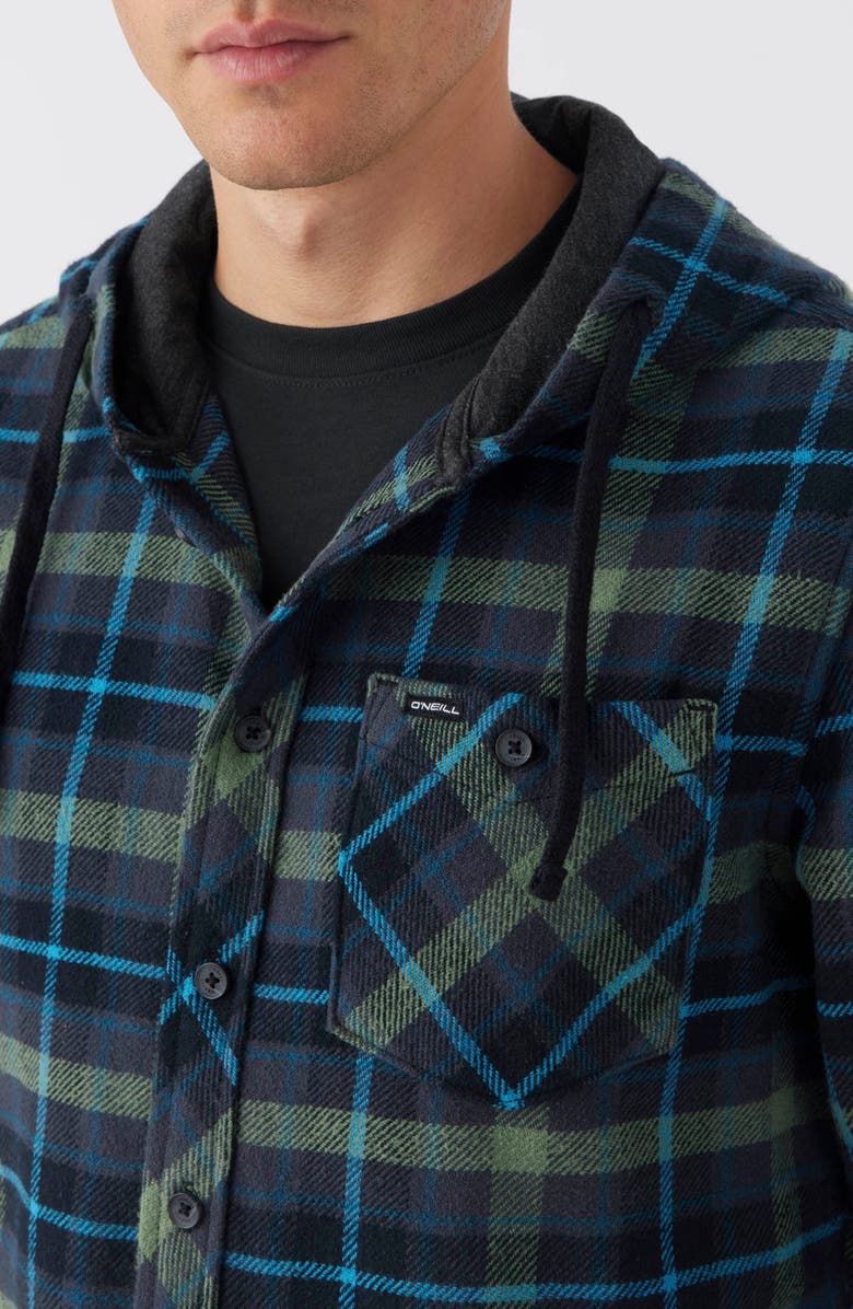 O'Neill Clayton Plaid Hooded Button-Up Shirt, Alternate, color, 
