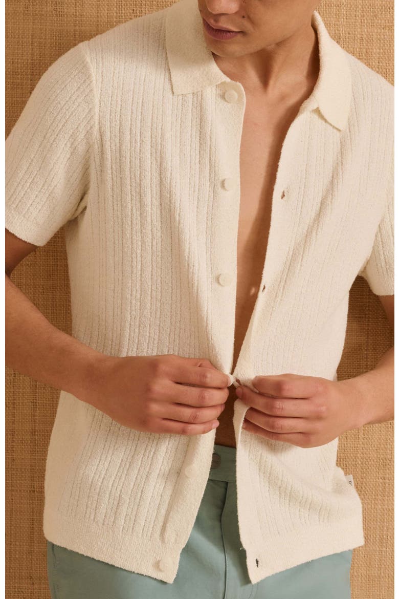 Boucle Rib Button Up Shirt, Alternate, color, Cream