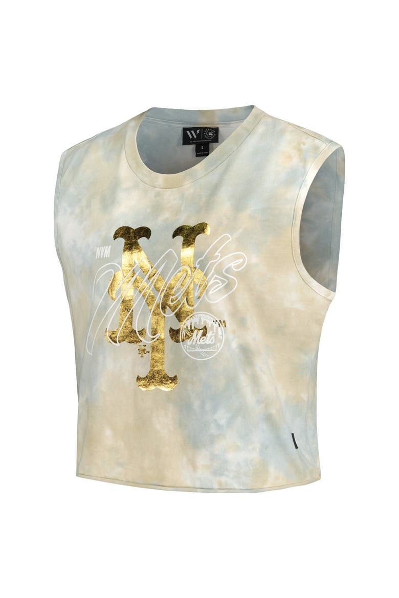 Women's The Wild Collective White New York Mets Washed Muscle Tank Top, Alternate, color, White