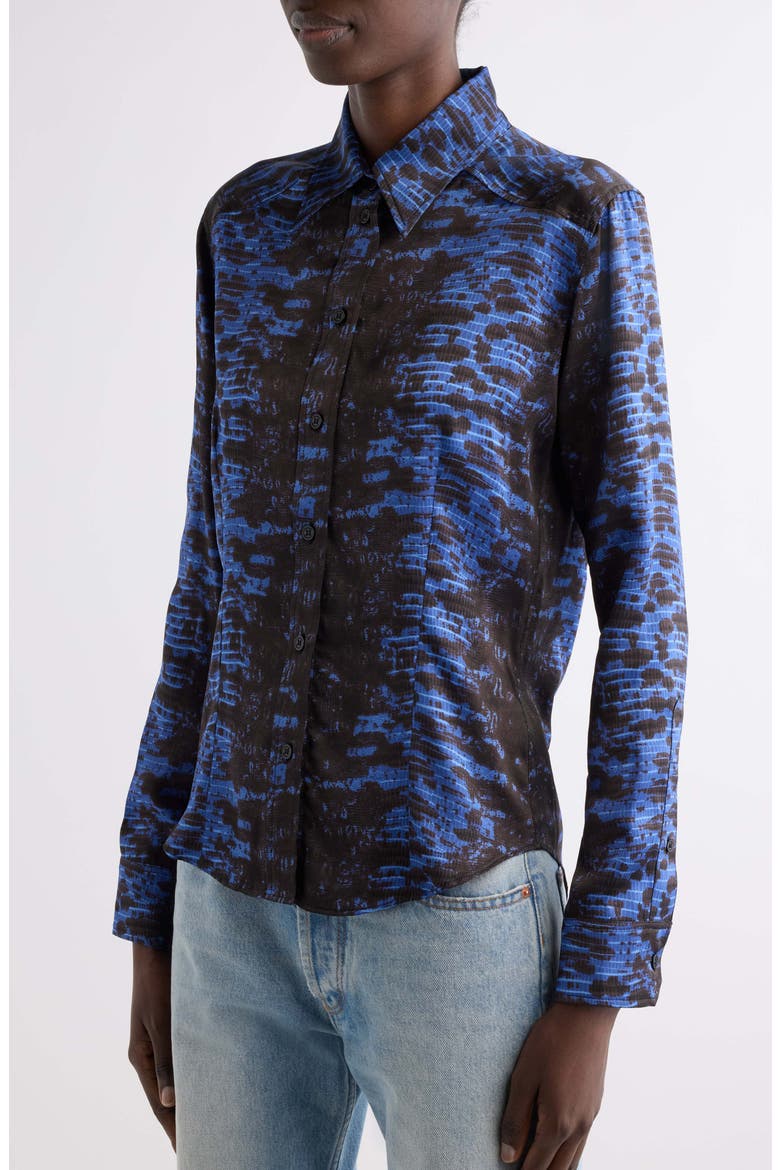 Fetina Silk Button Front Shirt, Alternate, color, MIDNIGHT