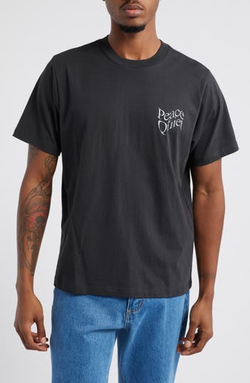 Museum Of Peace And Quiet Museum Of Peace & Quiet Warped Cotton Logo Graphic T-shirt In Black