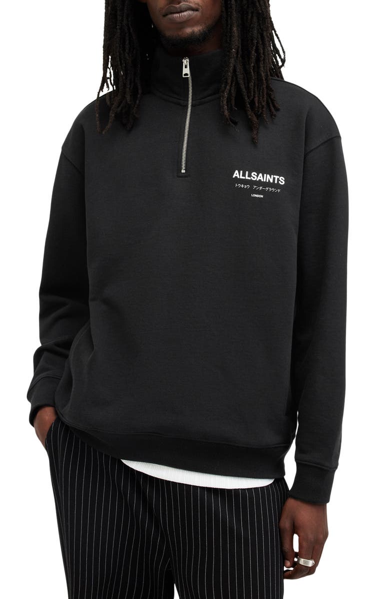 AllSaints Underground Oversize Half Zip Pullover, Main, color, 