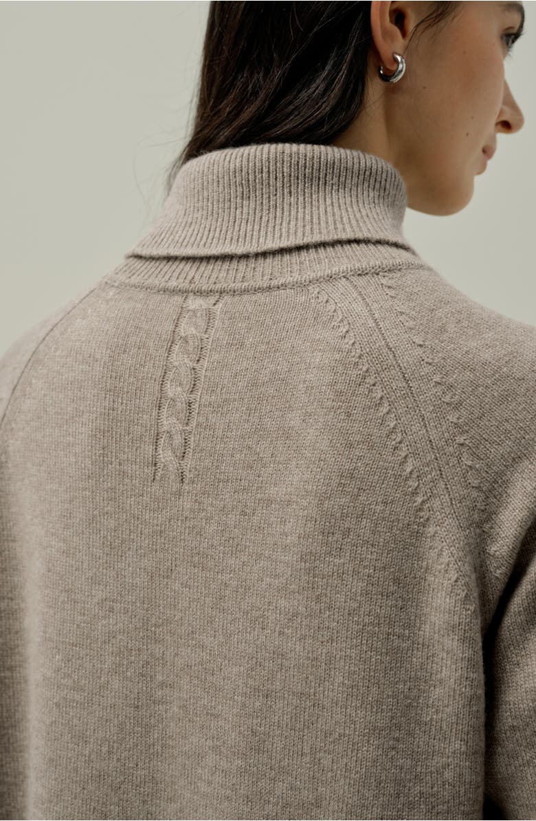 Lilysilk Wool-Cashmere Turtleneck Sweater Dress, Alternate, color, Toast