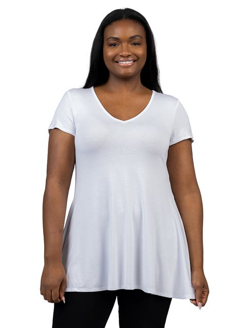 Plus Size Short Sleeve V Neck Tunic T Shirt