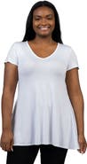 24seven Comfort Apparel Plus Size Short Sleeve V Neck Tunic T Shirt