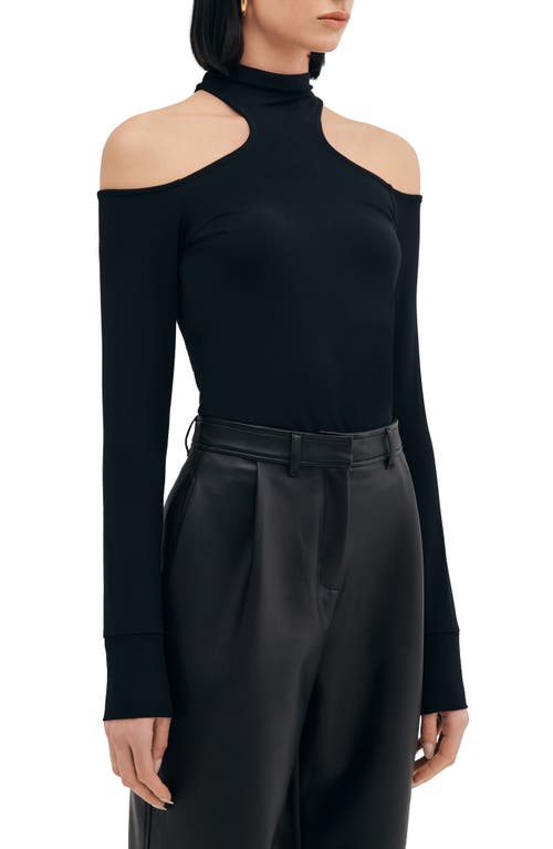 Two Lines By Marcella Cairo Cutout Mock Neck Top In Black