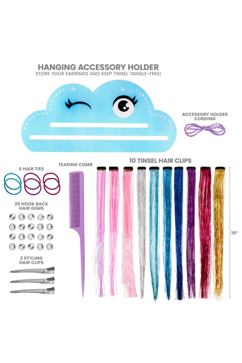 Tinsel Hair Styling Kit, Shimmer & Style, Fashion Beauty Craft, Alternate, color, Multicolored
