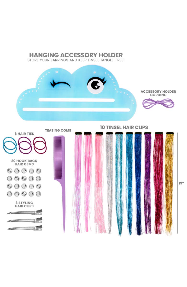 Fashion Angels Tinsel Hair Styling Kit, Shimmer & Style, Fashion Beauty Craft, Alternate, color, Multicolored