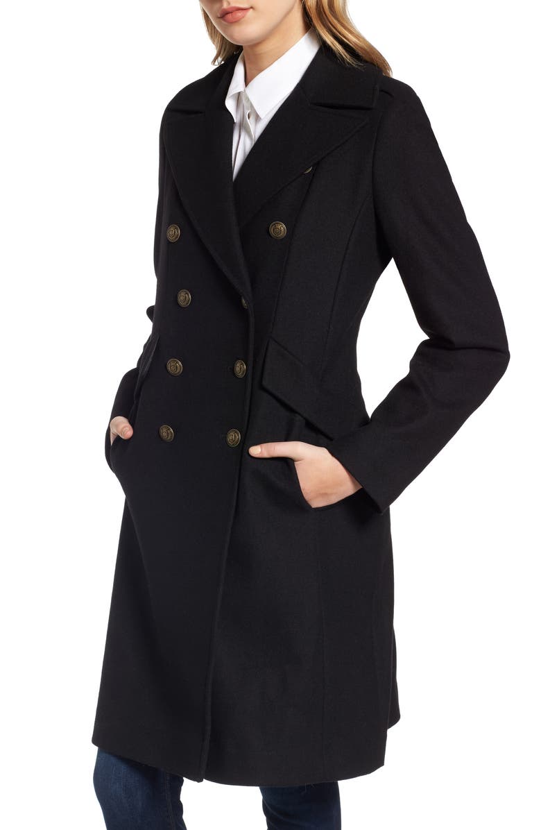 French Connection Long Wool Blend Military Coat, Main, color, 