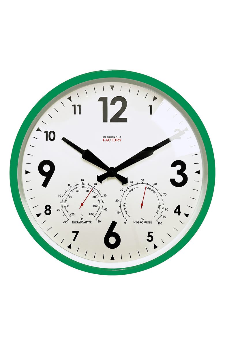 CLOUDNOLA Date & Time Wall Clock, Main, color, Green