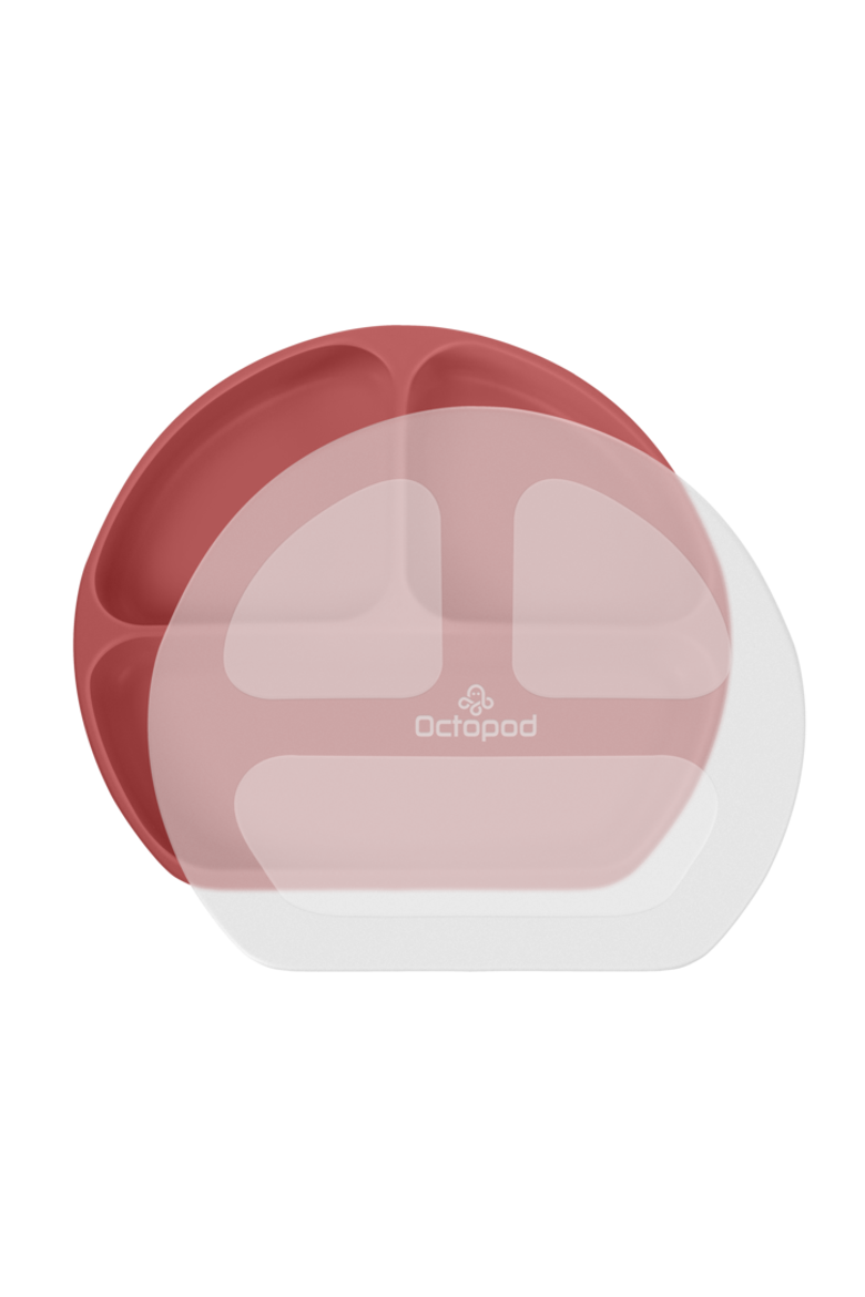Octopod® Silicone Suction Triangle Plate - Lids, Main, color, Terra Cotta