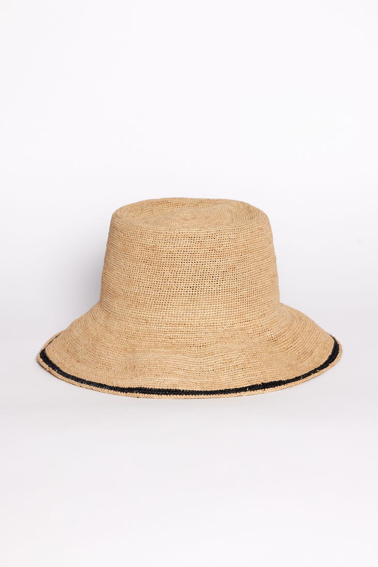 Stripe Modern Crochet Bucket, Main, color, Natural/Black