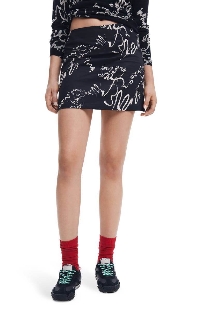 Desigual Sketchbook Print Miniskirt, Main, color, 
