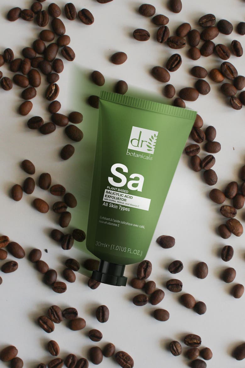 Salicylic Acid Exfoliator with Coffee, Walnut & Vitamin E 30ml for Acne & Blemishes, Large Pores, Alternate, color, White