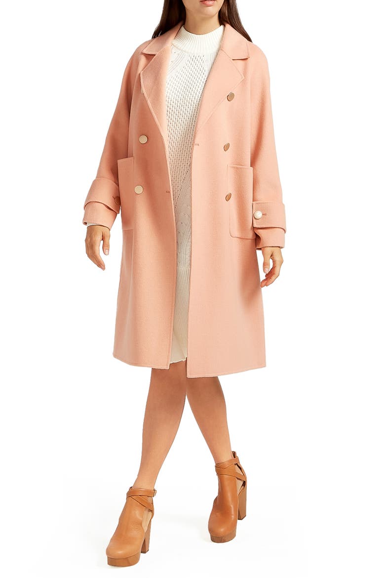 Rumour Has It Oversize Double Breasted Wool Blend Coat, Alternate, color, PEACH FIZZ