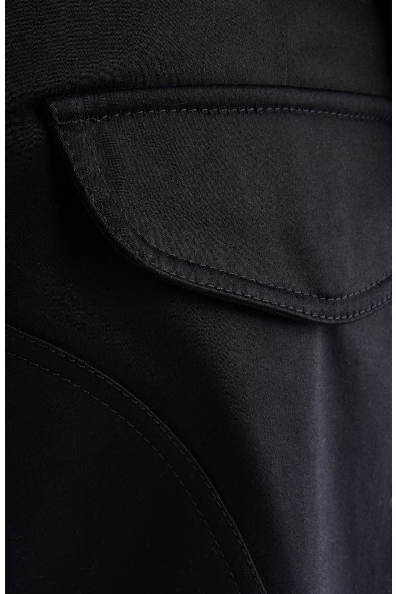 Patsono Heavyweight Organic Cotton Sateen Wide Leg Cargo Pants, Alternate, color, BLACK