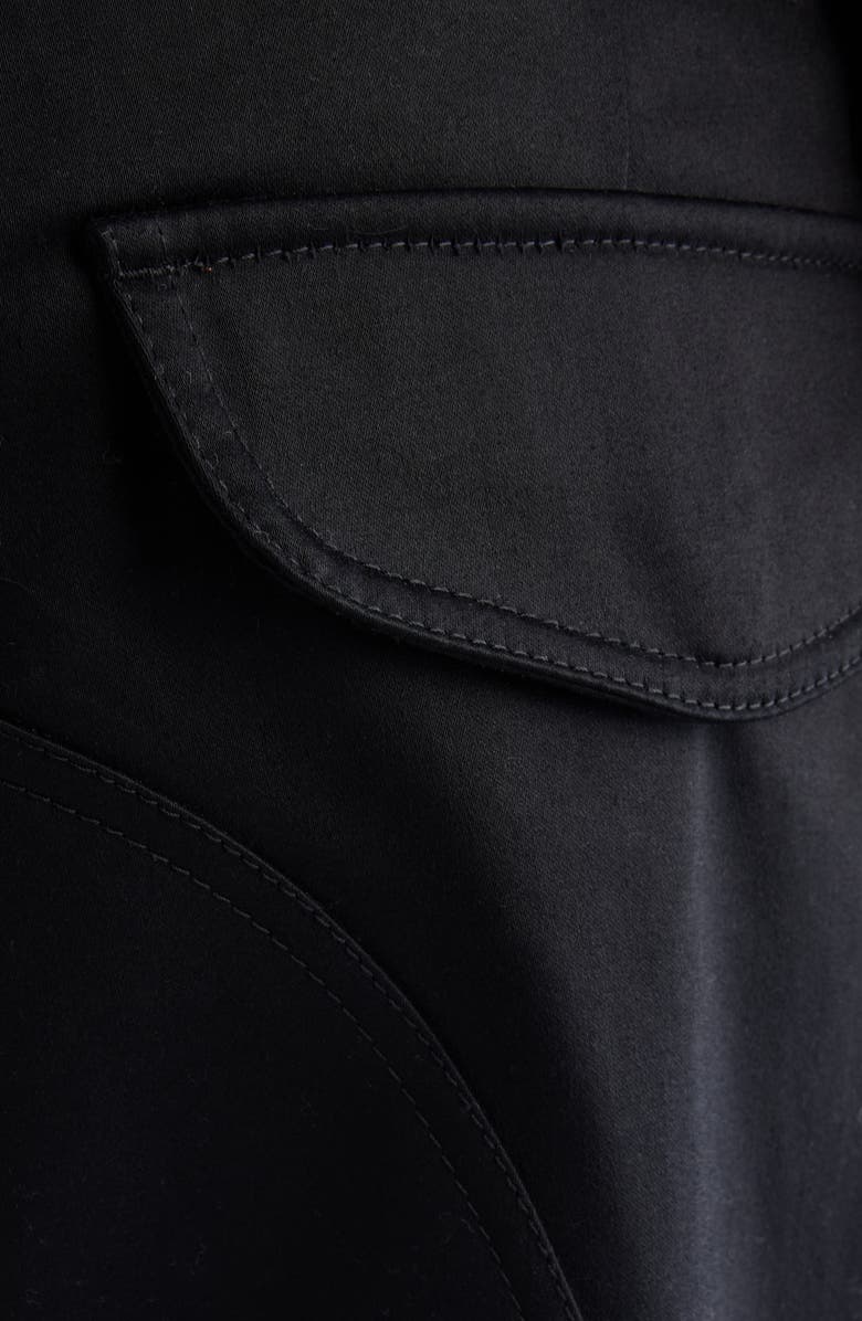 Acne Studios Patsono Heavyweight Organic Cotton Sateen Wide Leg Cargo Pants, Alternate, color, Black