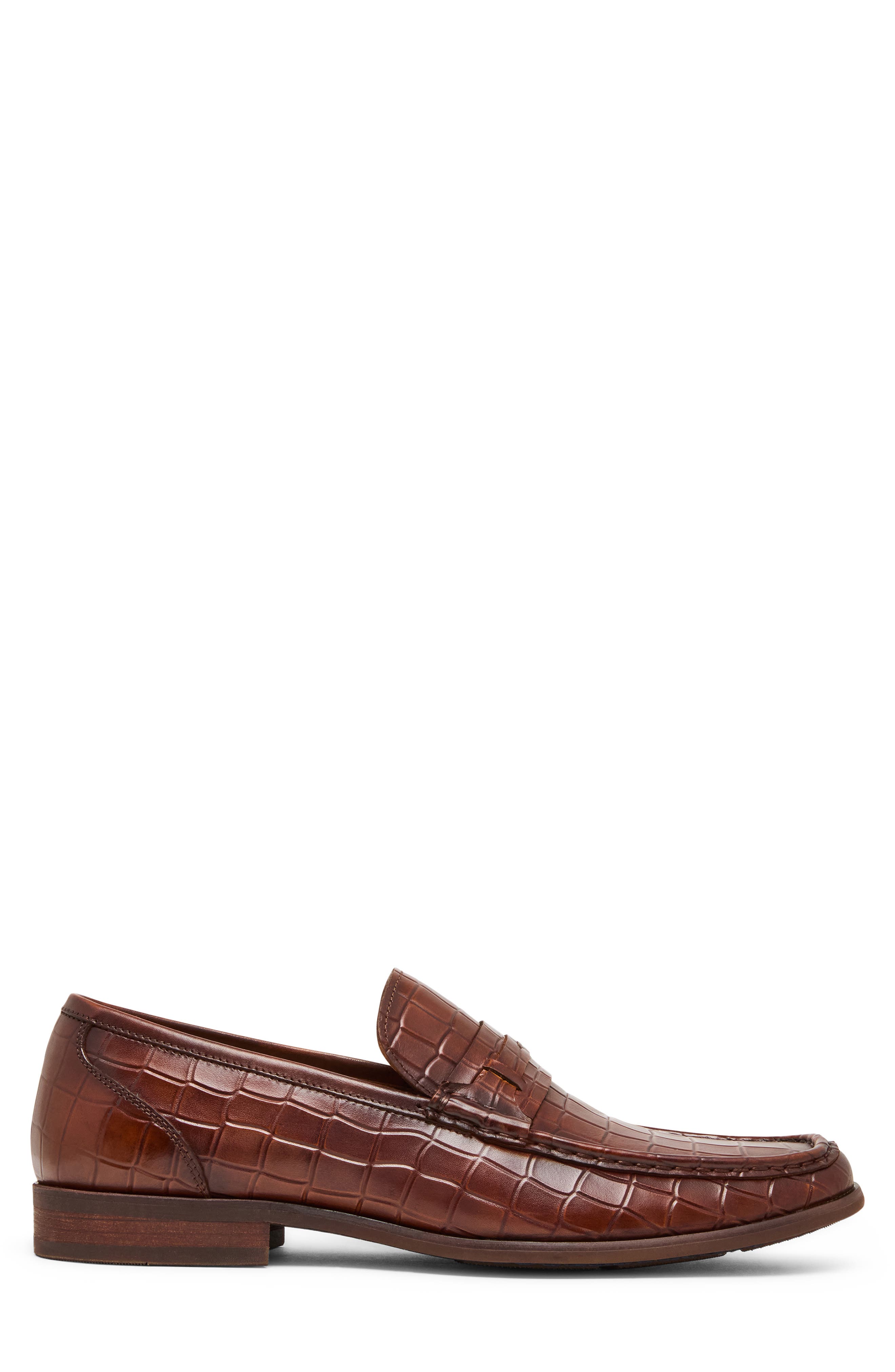 Kline Croc Embossed Penny Loafer, Alternate, color, TAN LEATHE