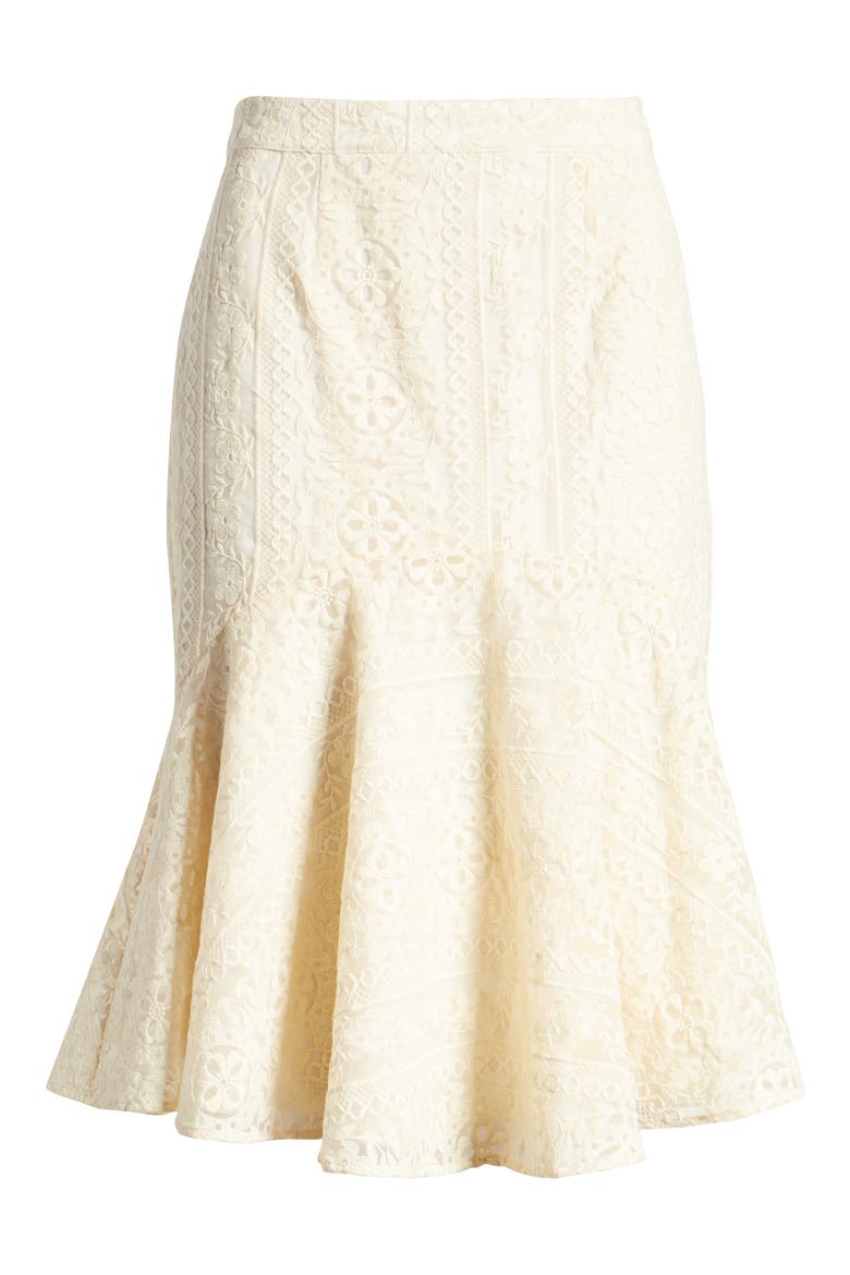 Embroidered Flounce Skirt, Alternate, color, BEIGE SWAN